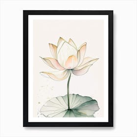 Early Lotus Minimal Watercolour 3 Art Print