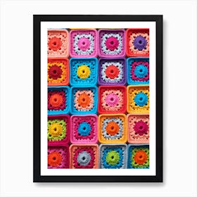 Crochet Granny Square  Retro 4 Art Print