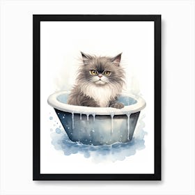 Himalayan Cat In Bathtub Bathroom 3 Art Print