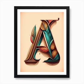 A, Letter, Alphabet Retro Drawing 2 Art Print