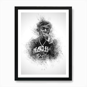 J Rapper Sketch Art Print