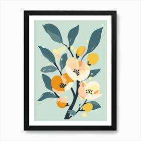 Peach Tree Flat Illustration 5 Art Print