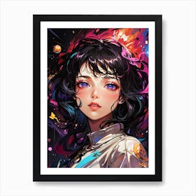 Anime Girl In Space Print Art Print