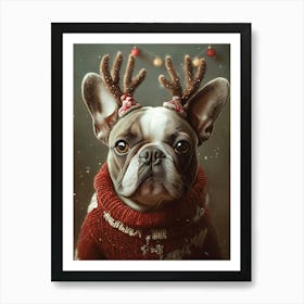 French Bulldog In Christmas Jumper Art Print