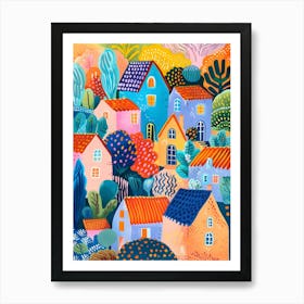 Matisse Inspired, Colorful Houses, Fauvism Style Art Print