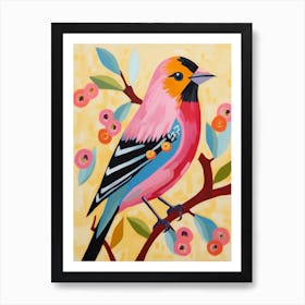 Pink Scandi American Goldfinch 3 Art Print