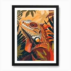 Brown Cuban Iguana Abstract Modern Illustration 6 Art Print