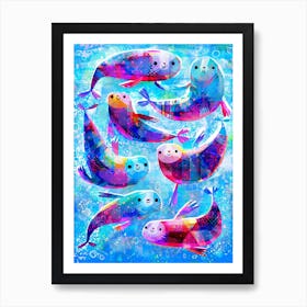 Happy Seals Art Print