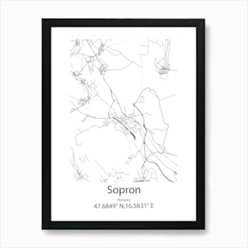 Sopron,Hungary Minimalist Map Art Print