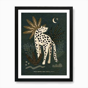 Celestial & Moody Big Cat Leopard by the Moon - Fierce Spirit Art Print