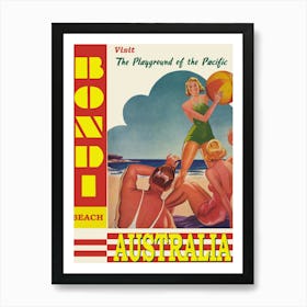 Bondi Beach Australia Retro Vintage Poster Art Print