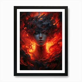 Woman In Flames Art Print