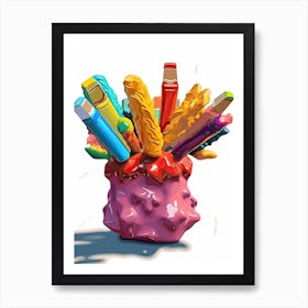 Fancy Pencil Holder Oil Painting 2 Art Print