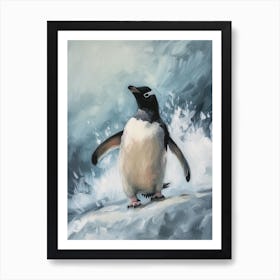 Adlie Penguin Signy Island Oil Painting 4 Art Print
