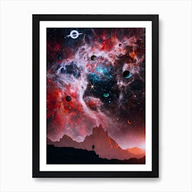 Silhouette Looking Space Universe Art Print