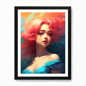 Pink Haired Girl-Reimagined 5 Art Print