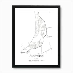 Australind,Australia Minimalist Map Art Print