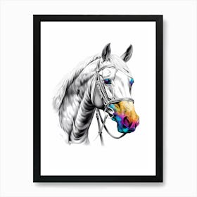 Horse Wild Tribal Illustration Art 03 Art Print