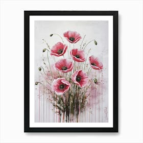 Pink Poppies Abstract Art Print