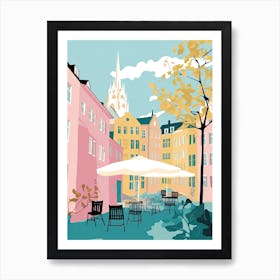 Linkoping, Sweden, Flat Pastels Tones Illustration 4 Art Print