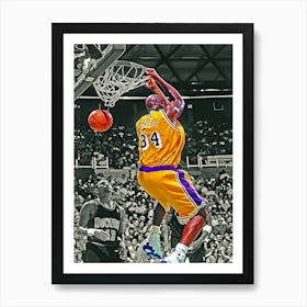 Shaquille O Neal Of The Los Angeles Lakers Dunks Against The Denver Nuggets Art Print