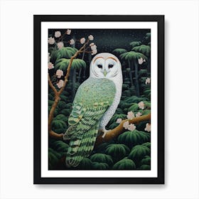 Ohara Koson Inspired Bird Painting Barn Owl 2 Art Print