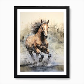 A Horse Painting In The Style Of Dry On Dry Technique 3 Art Print