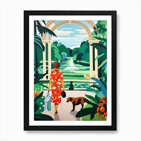 Painting Of A Dog In Kew Gardens Garden, United Kingdom In The Style Of Matisse 04 Art Print