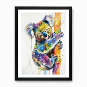 Koala Colourful Watercolour 1 Art Print