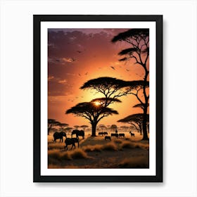 Sunset In The Savannah 1 Art Print