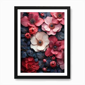 Flowers On A Dark Background Art Print