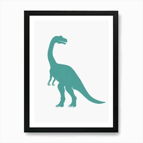 Teal Dinosaur Silhouette 1 Art Print