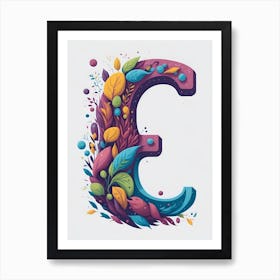 Colorful Letter E Illustration 5 Art Print