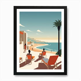 Malibu Beach California, Usa, Bold Outlines 1 Art Print
