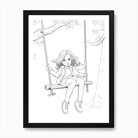 Line Art Inspired By The Swing 2 Art Print