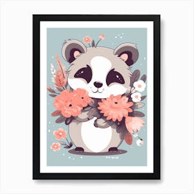 Cute Kawaii Flower Bouquet With A Posing Possum 1 Art Print
