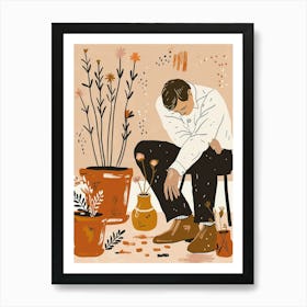 Illustration Of A Man Sitting On A Chair Art Print