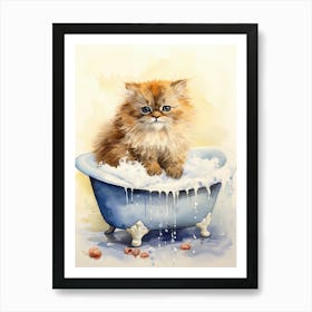 Persian Cat In Bathtub Bathroom 1 Art Print