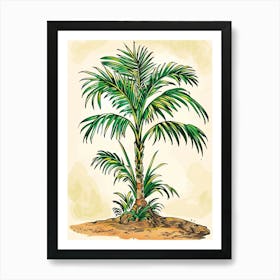 Palm Tree Storybook Illustration 3 Art Print