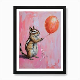 Cute Chipmunk 1 With Balloon Art Print