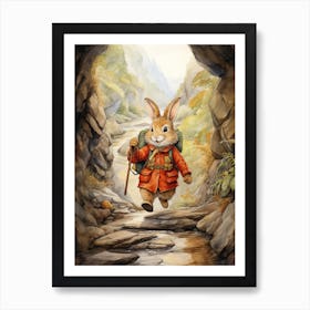 Bunny Hicking Rabbit Prints Watercolour 5 Art Print