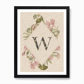 Floral Monogram W Art Print