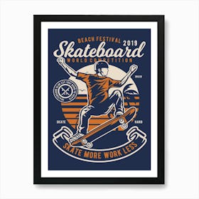 Skateboard Beach 1 Art Print