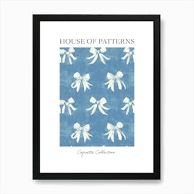 White And Blue Bows 4 Pattern Poster Art Print