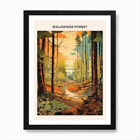 Bialowieza Forest Midcentury Travel Poster Art Print