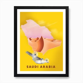 Saudi Arabia Travel Map Art Print