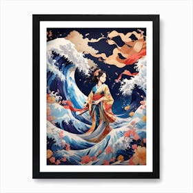 The Great Wave off Kanagawa - Anime Style 3 Art Print