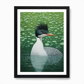 Ohara Koson Inspired Bird Painting Grebe 4 Art Print