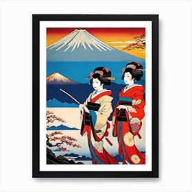 Two Geisha Women Art Print