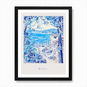 Budva Montenegro 2 Mediterranean Blue Drawing Poster Art Print